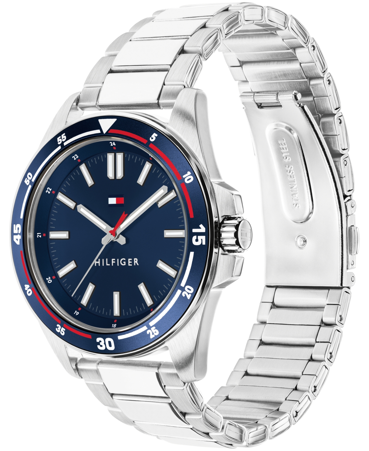 Tommy Hilfiger Men's Quartz Silver-Tone Stainless Steel Bracelet Watch 42mm