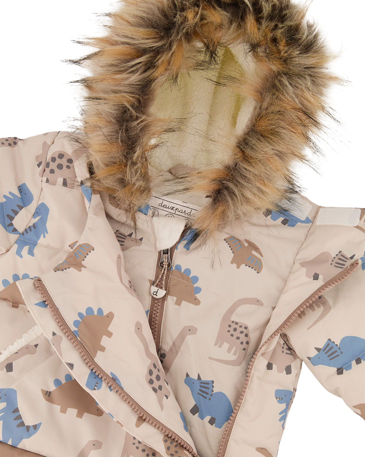 Комбинезон Deux par Deux (1M to 24 M) Snug One Piece Snowsuit Adapted for Car Seats Dinosaur Print для мальчиков-малышей, цвет: Синий с принтом — фото 7