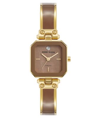 Women's Quartz Octagonal Taupe Dial Gold-Tone Bangle Watch 24mm