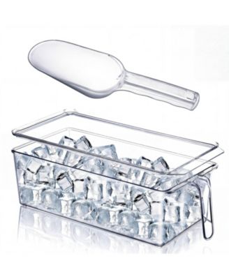 Lidded Plastic Ice Storage Bin With Scoop Stackable Multi Purpose Food Container