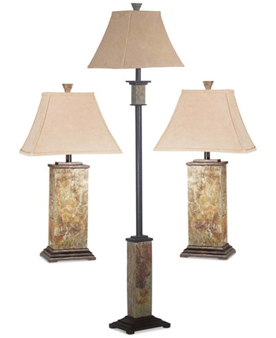 Kenroy Home Rustic Slate Lamp 3-Pc. Set: 1 Floor Lamp & 2 Table Lamps