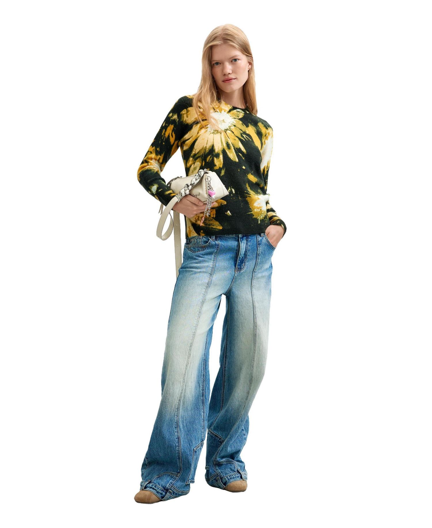 Women's Floral-Print Crew Neck Sweater