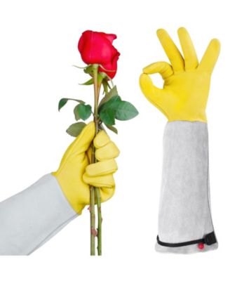 Gardening Gloves Leather Thorn-proof Long Sleeve Adjustable Cuff