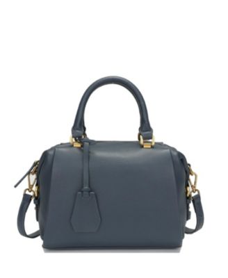 Quinn Women's Pebbled Leather Doctor Bag Structured Top Handle Satchel Crossbody Bowling Handbag