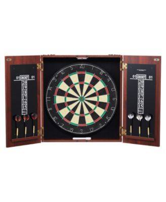 Dartboard and Cabinet Set with 18-Inch Sisal Board and 6 Steel Tip Darts