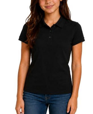 Women's 3-Button Short Sleeve Stretch Pique Polo Shirts School Uniform