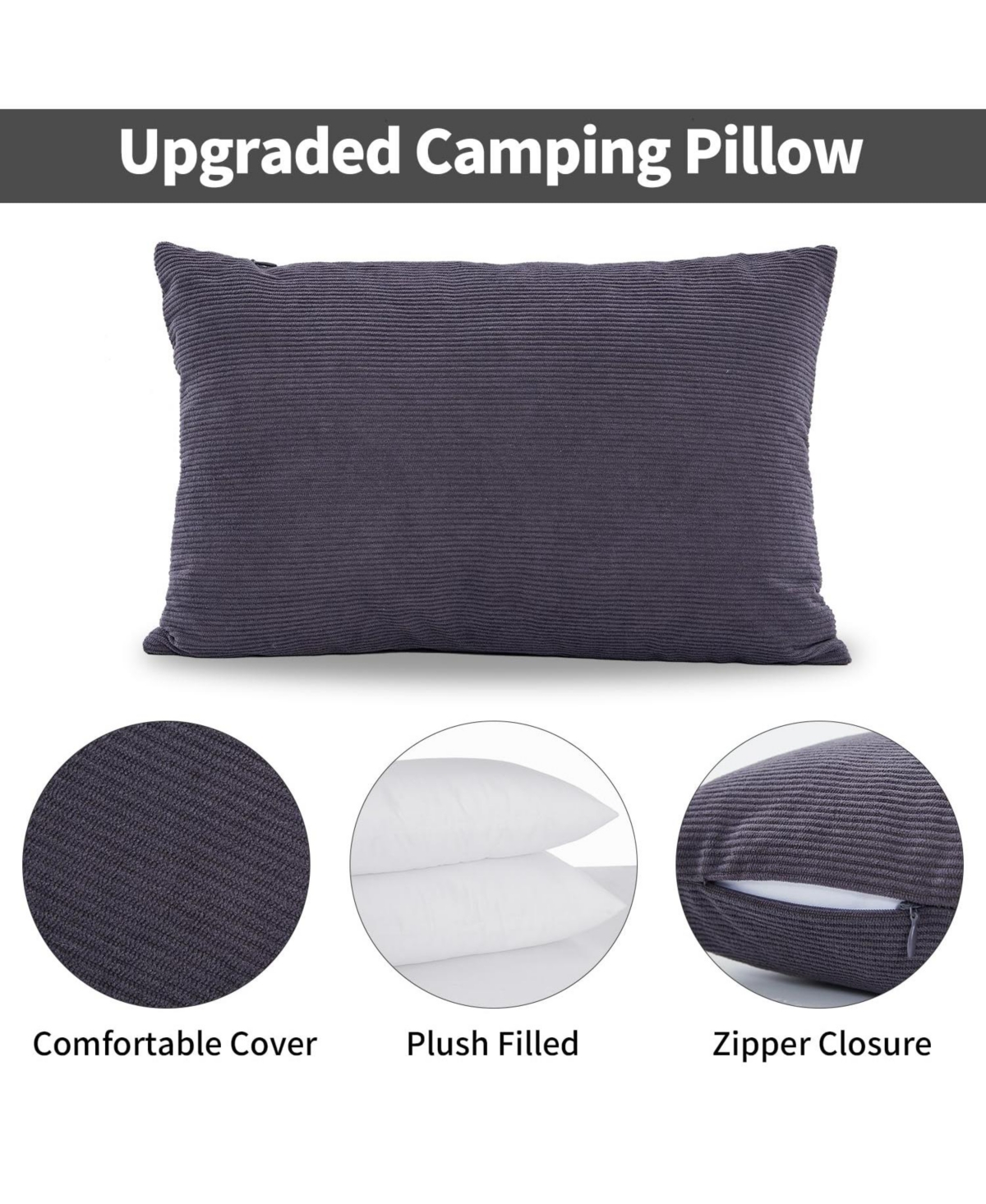 Piscifun 2 Pack Compressible Camping Pillow Washable Cover Carry Bag For Hiking Travel Sleeping