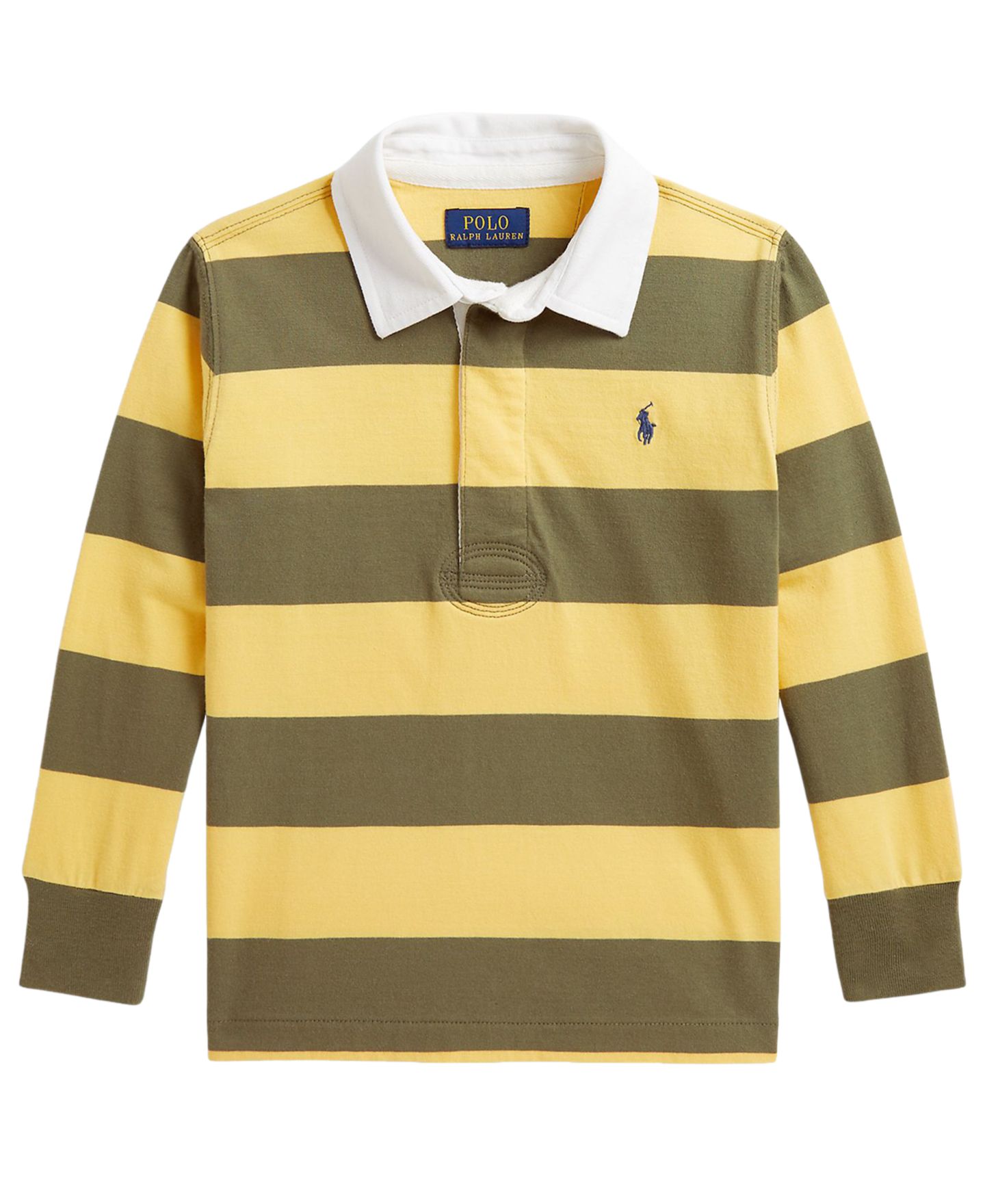 Рубашка Polo Ralph Lauren Iconic Long-Sleeve Rugby Shirt для мальчиков, цвет: Пляжный жёлтый / Оливковый — фото 5