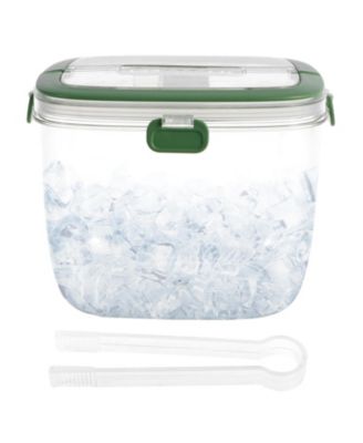 5L Portable Plastic Ice Bucket with Lid Tongs Handle for Party Barbeque Camping