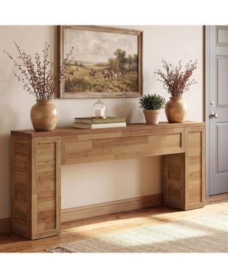 78.8 Inch Extra Long Console Table for Entryway, Farmhouse Narrow Sofa Table Behind Couch with Warm Patchwork Wood Grain