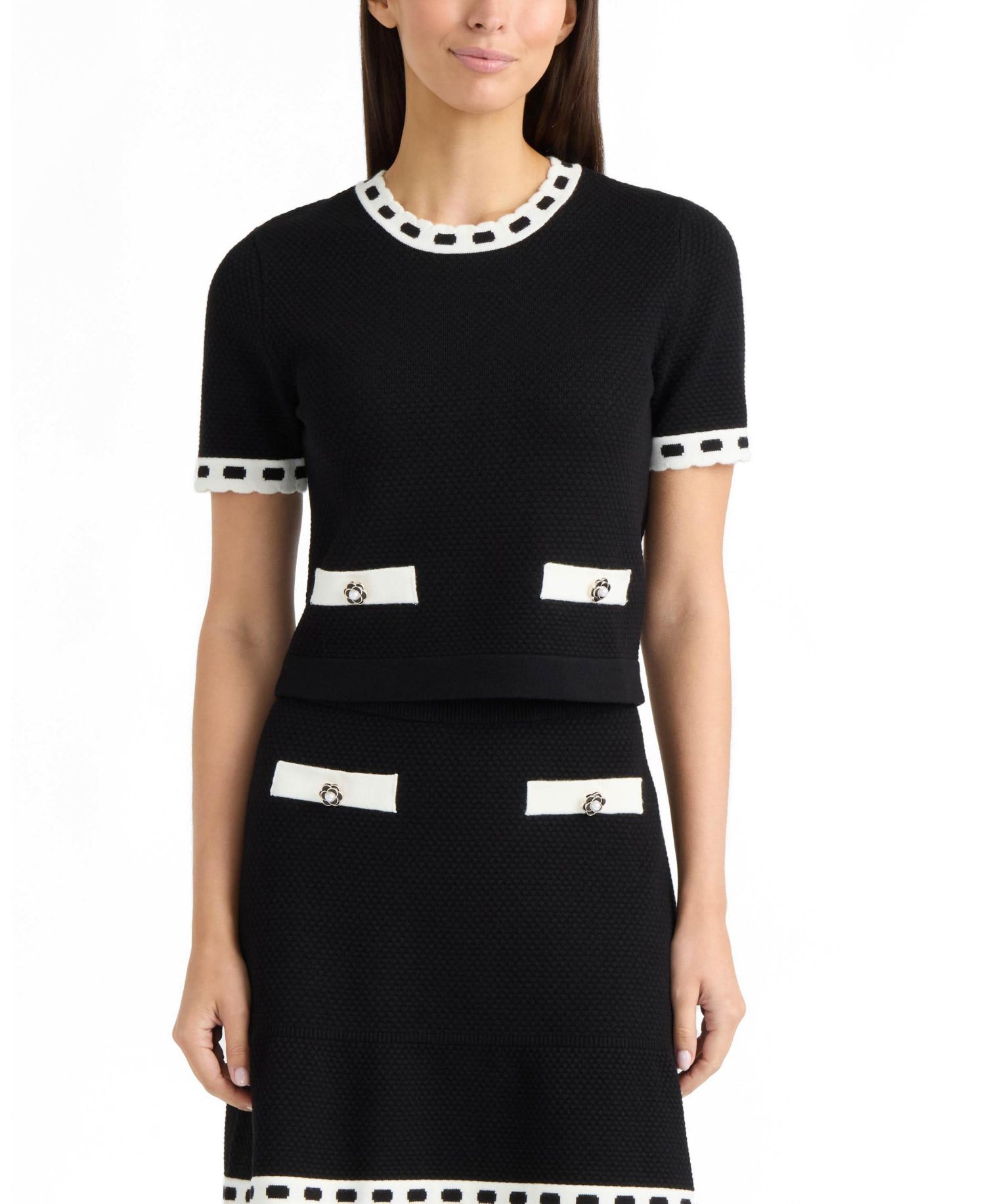 Women’s Short Sleeve Sweater with Contrast Trim