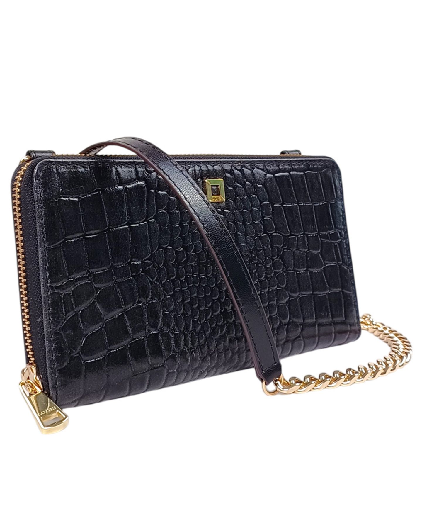 Женская сумка LODIS Amara Croco Mini Sling Crossbody, цвет: Чёрный — фото 3