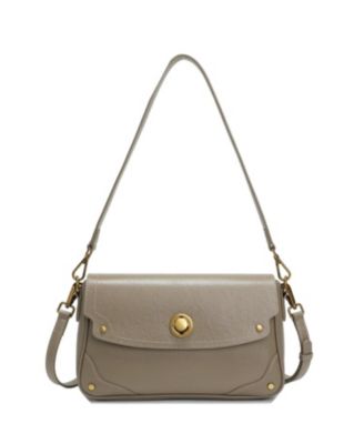 Women's Mila Leather Shoulder Bag Convertible Crossbody Purse with Gold Hardware