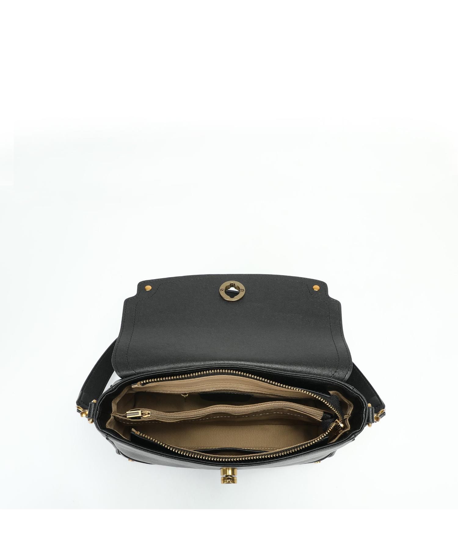 Women's Mila Leather Shoulder Bag Convertible Crossbody Purse with Gold Hardware