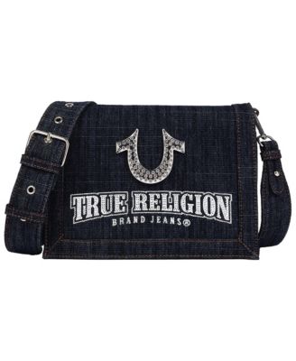 Bling Horseshoe Denim Messenger Bag with Adjustable Strap
