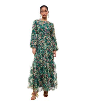 Women's Floral Ruffle Maxi Dress