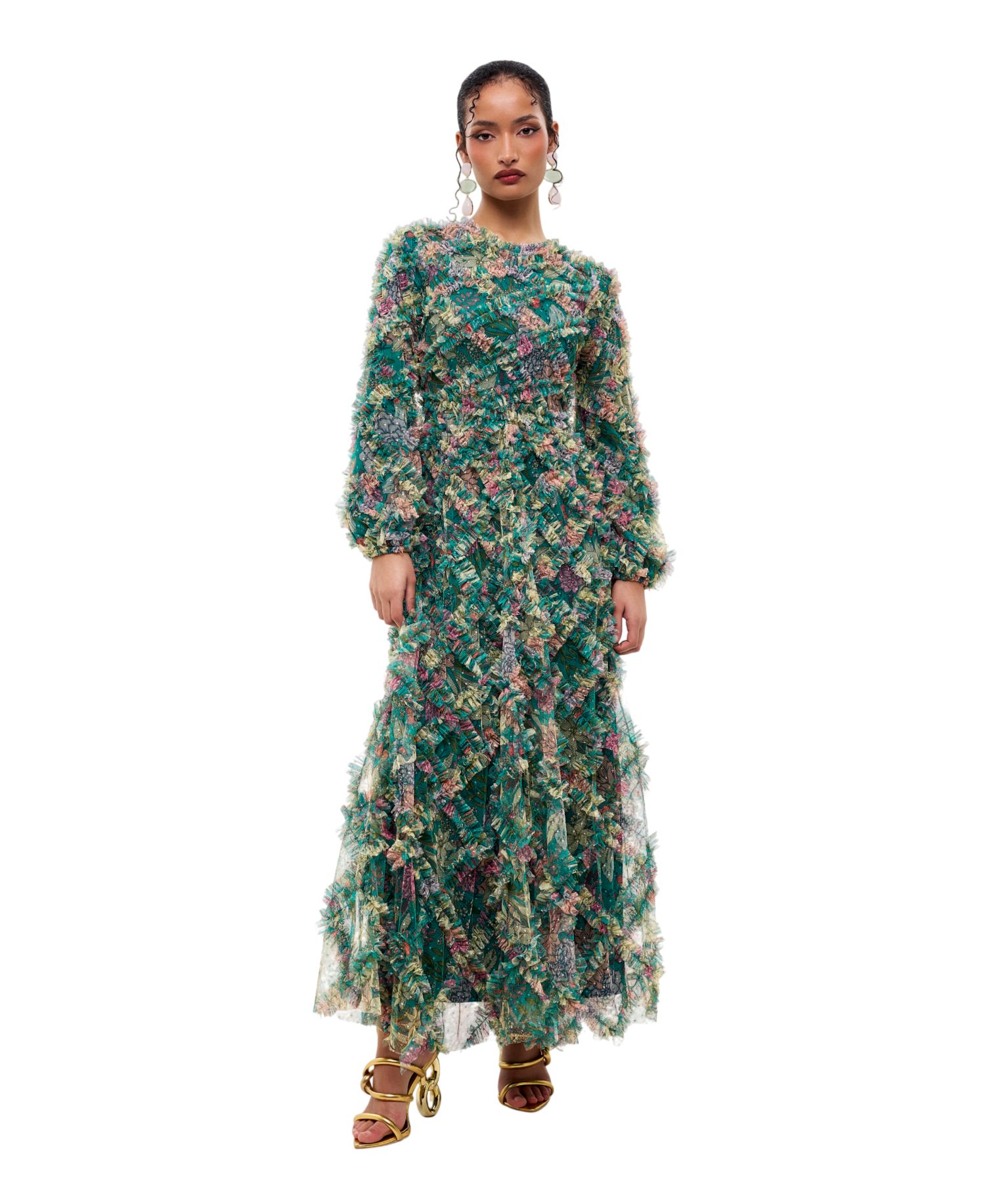 Women's Floral Ruffle Maxi Dress