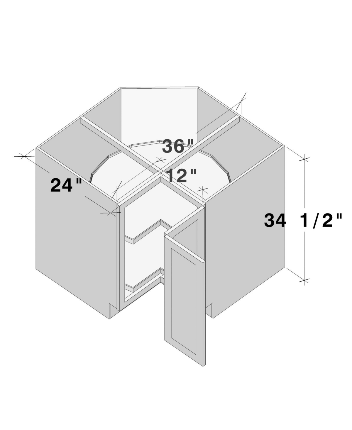 Boyel Living 36 Inch Lazy Susan Base Cabinet, Ready to Assemble Kitchen Cabinet with Solid Wood Frame, Soft-Close Slides and Hinges