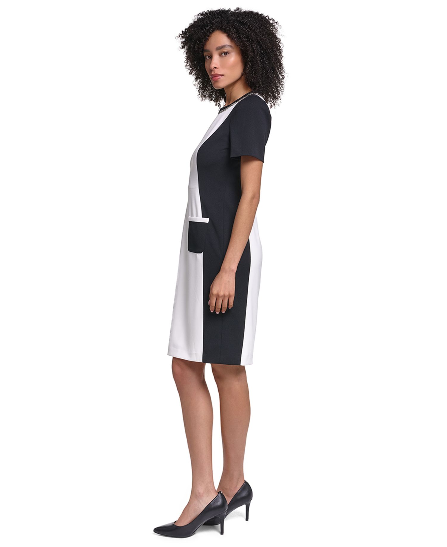 Women's Colorblock Short-Sleeve Sheath Dress