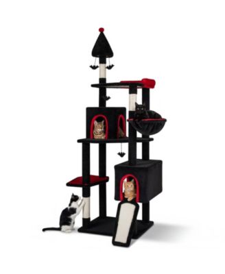 75 Inch Gothic Cat Tree 6-Tier Cat Tower with 2 Condos and Top Perch for Large Cats