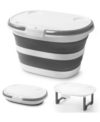16L Collapsible Silicone Bucket With Multi Functional Lid Foldable Portable Camping Cleaning Storage
