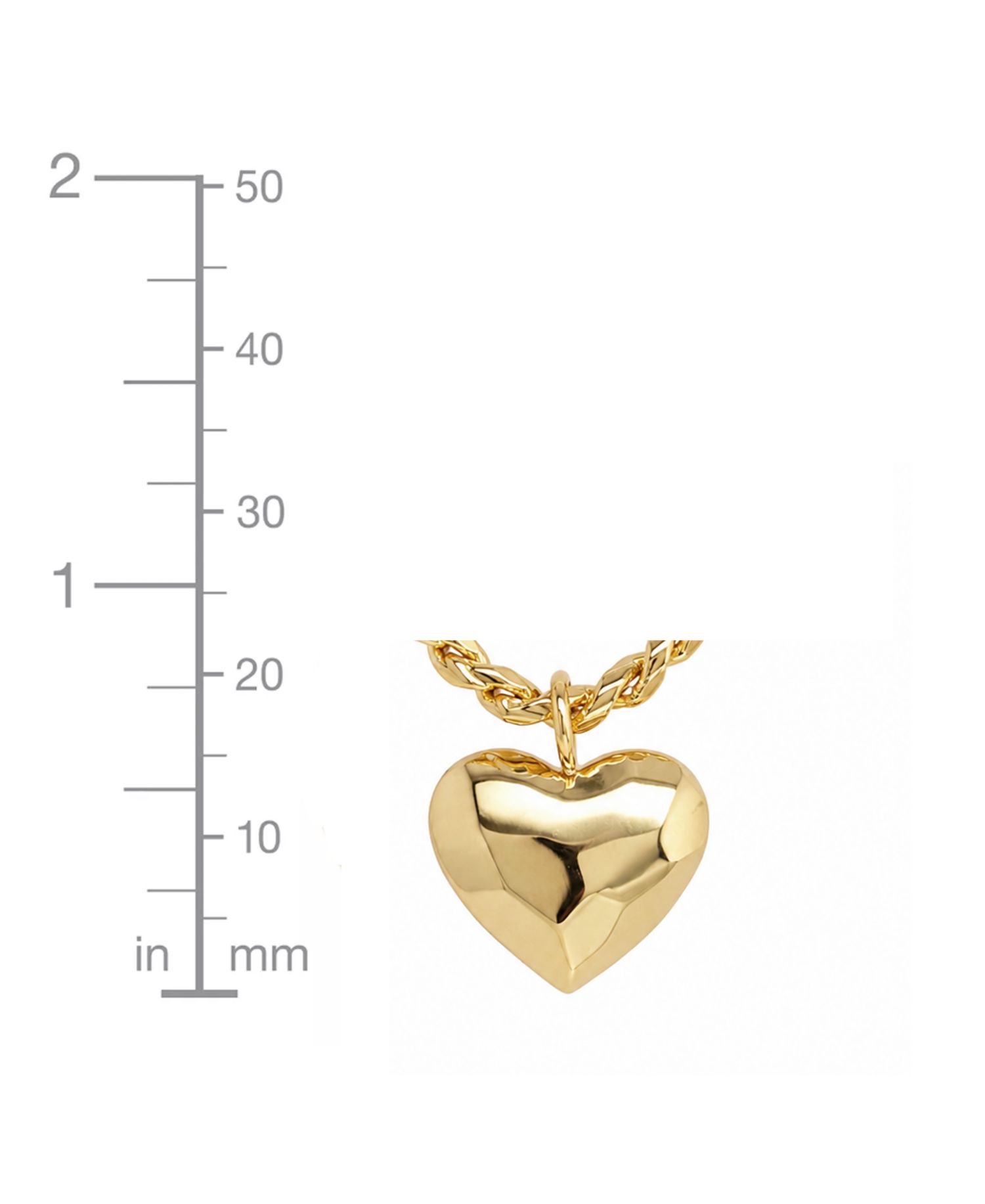 18k Gold Plated Brass Heart Pendant Necklace