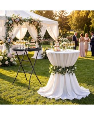 32" Folding Cocktail Table – HDPE Round High-Top Table with Locking Legs and Metal Frame, Folding Bar Table for Patio, Backyard and Events