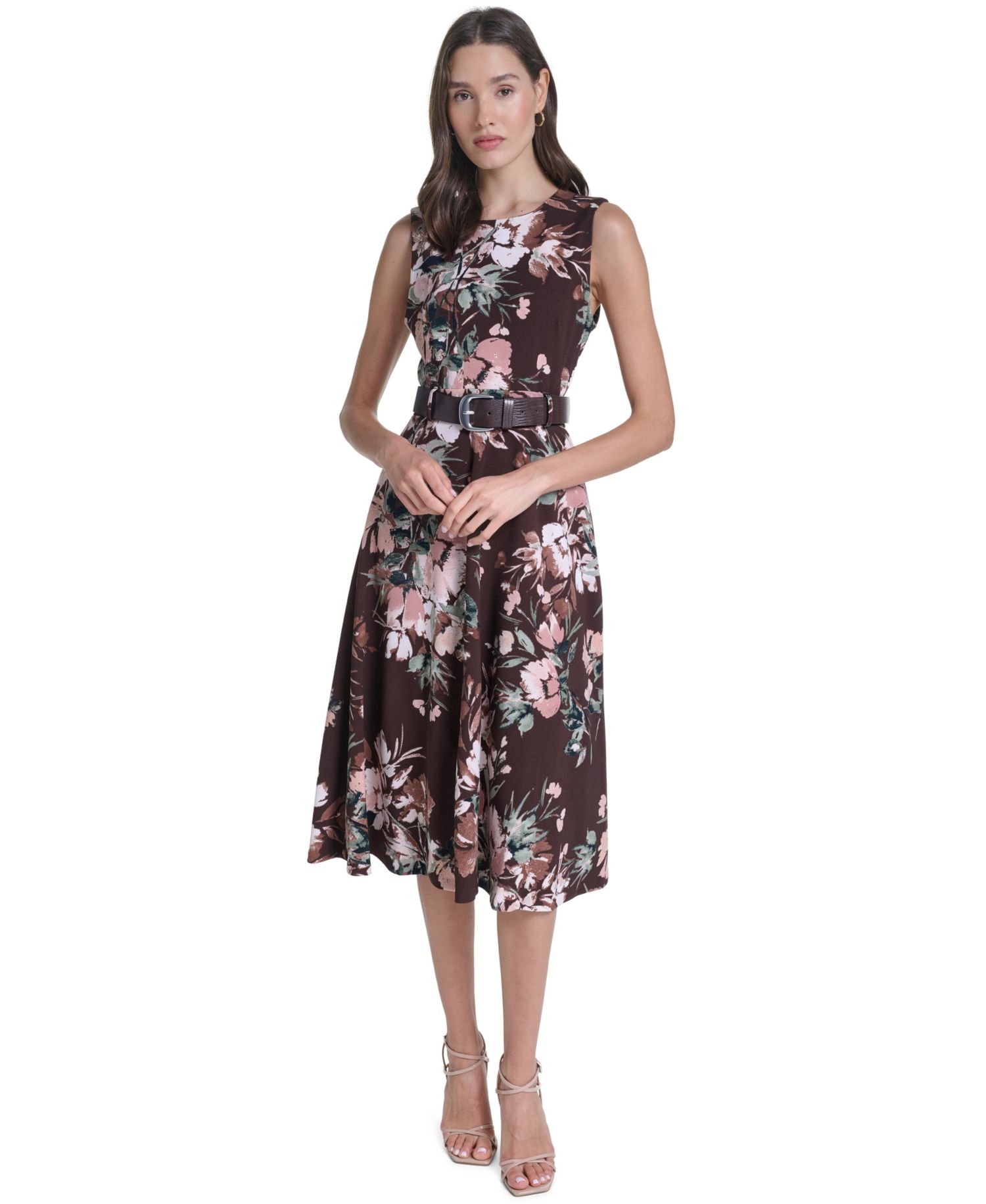 Women's Floral-Print A-Line Midi Dress