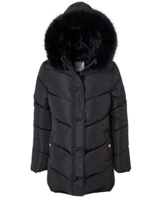 Girls' 6-16 Bow Hooded Puffer Jacket
