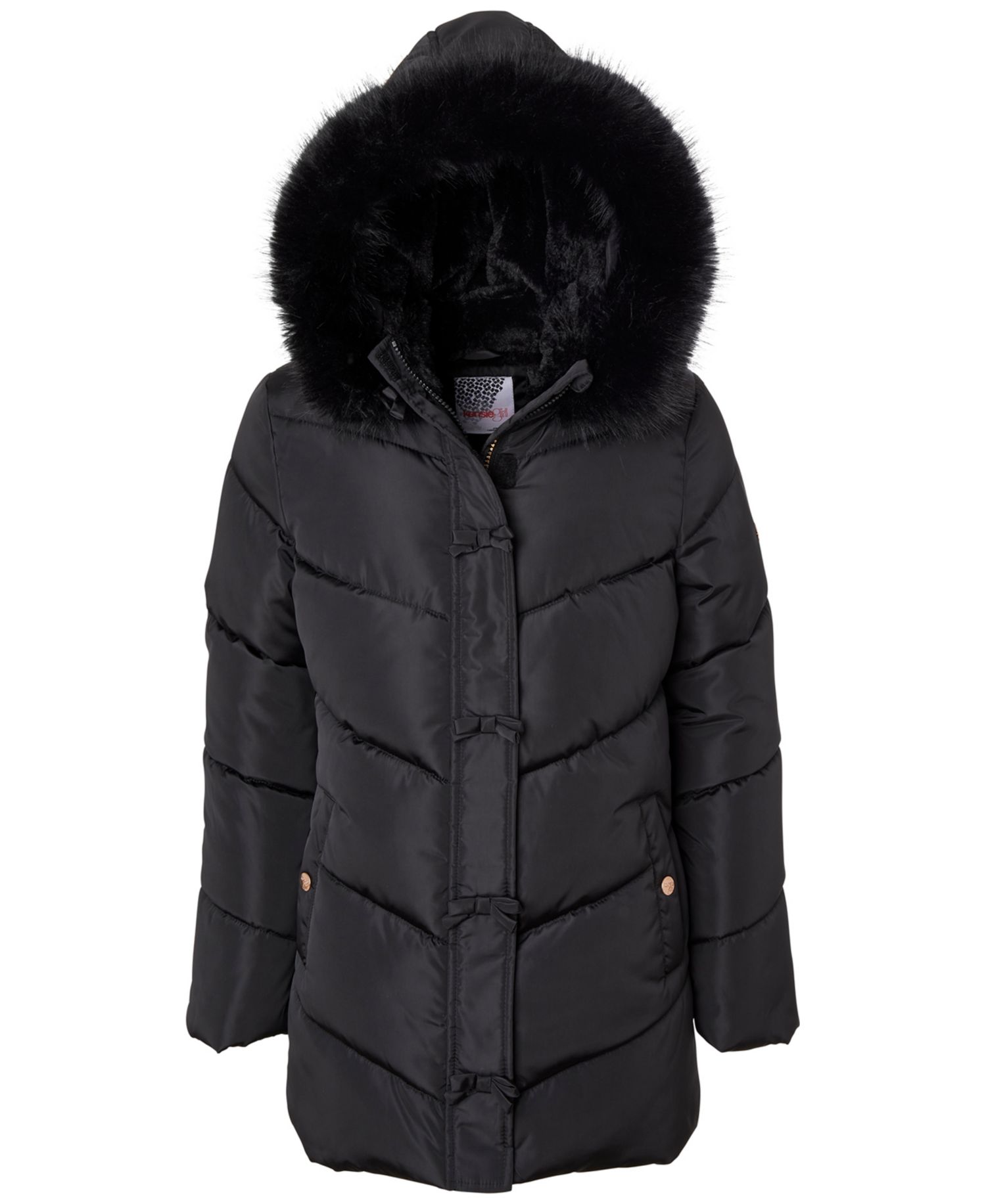 Girls' 6-16 Bow Hooded Puffer Jacket