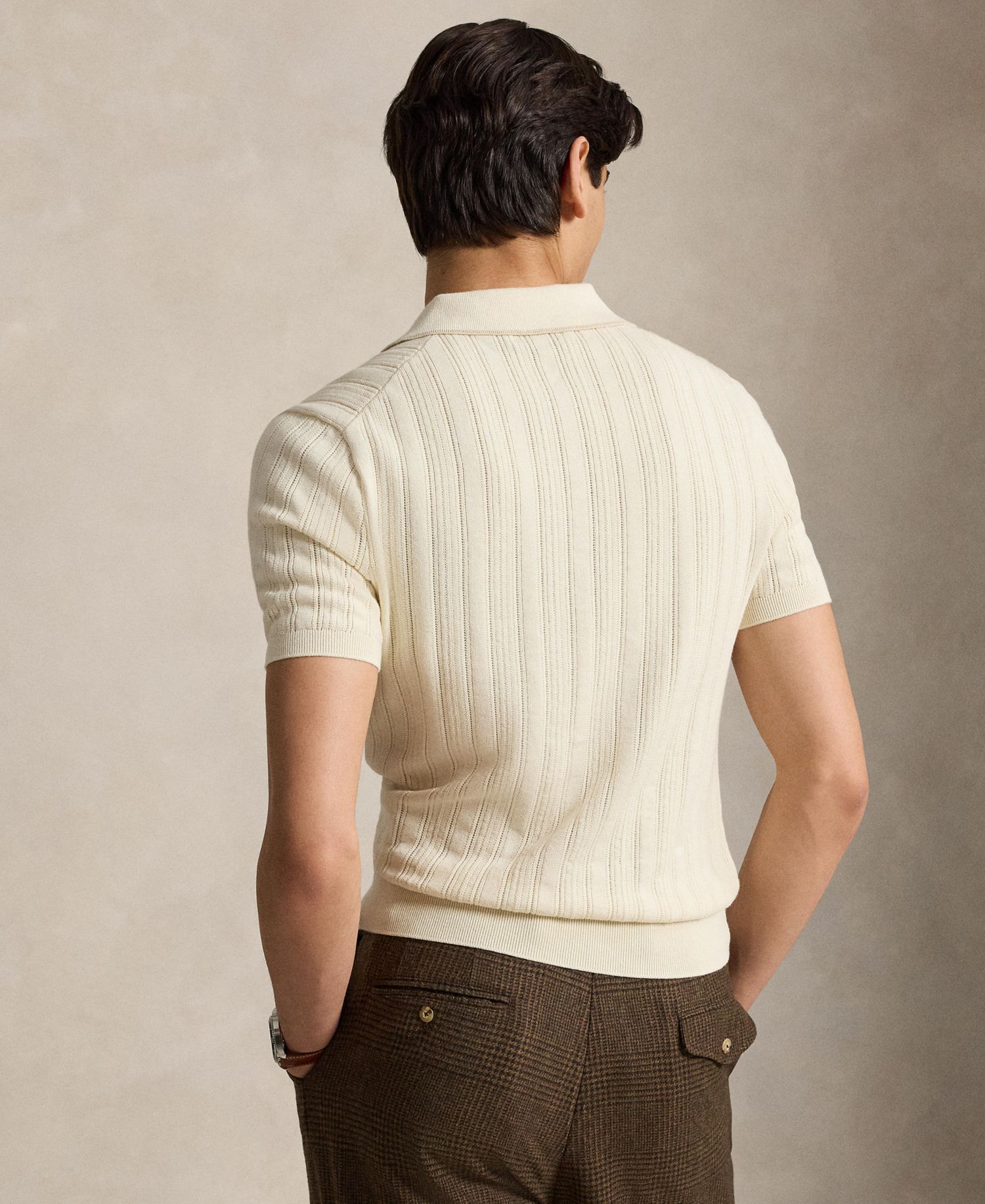 Men's Textured Cotton Polo Shirt