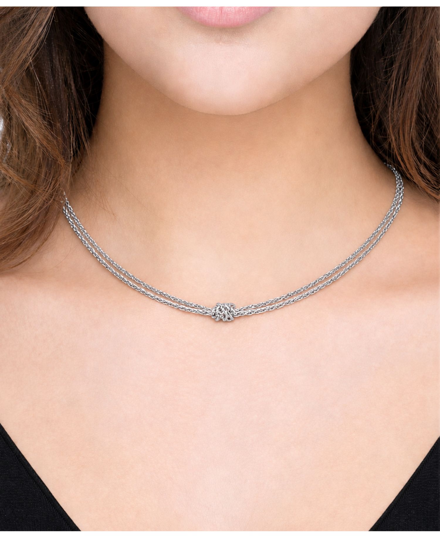 Silver Plated Knotted Chain Necklace