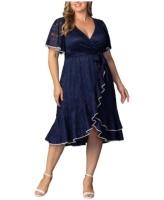 Plus Size Palermo Lace Faux Wrap Cocktail Dress