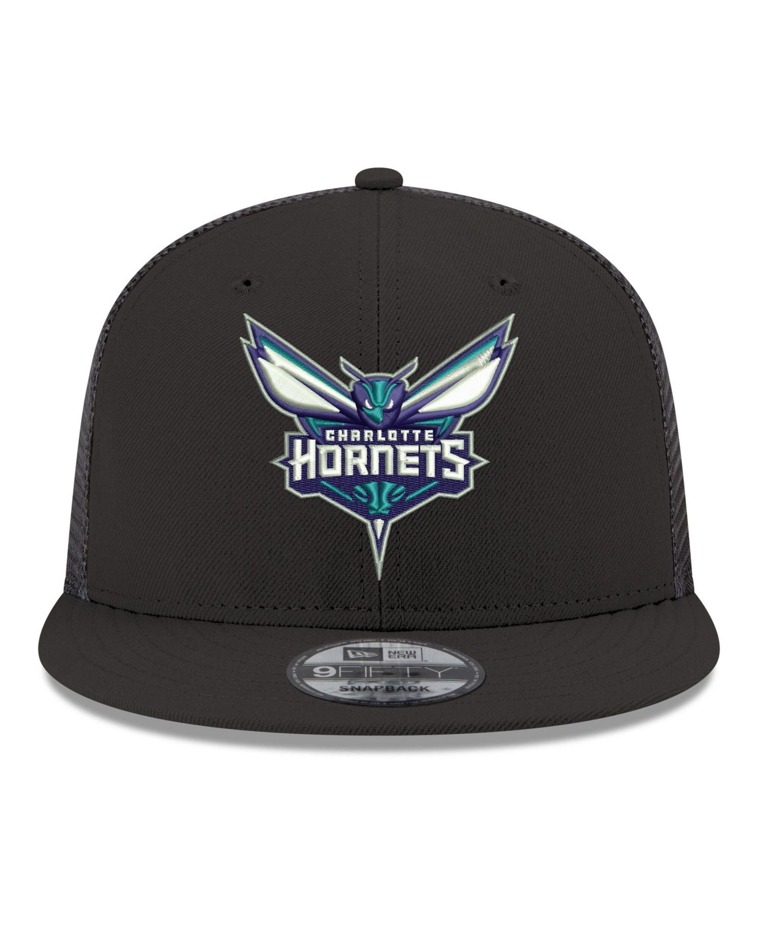 Men's Black Charlotte Hornets Core Logo Meshback 9FIFTY Snapback Hat