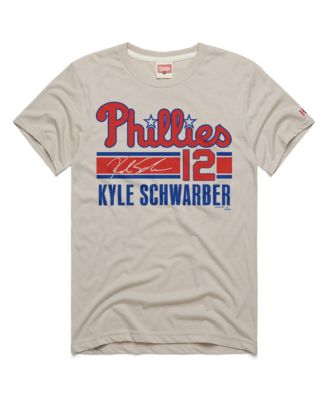 Men's Kyle Schwarber Stone Philadelphia Phillies Signature Name & Number Tri-Blend T-Shirt