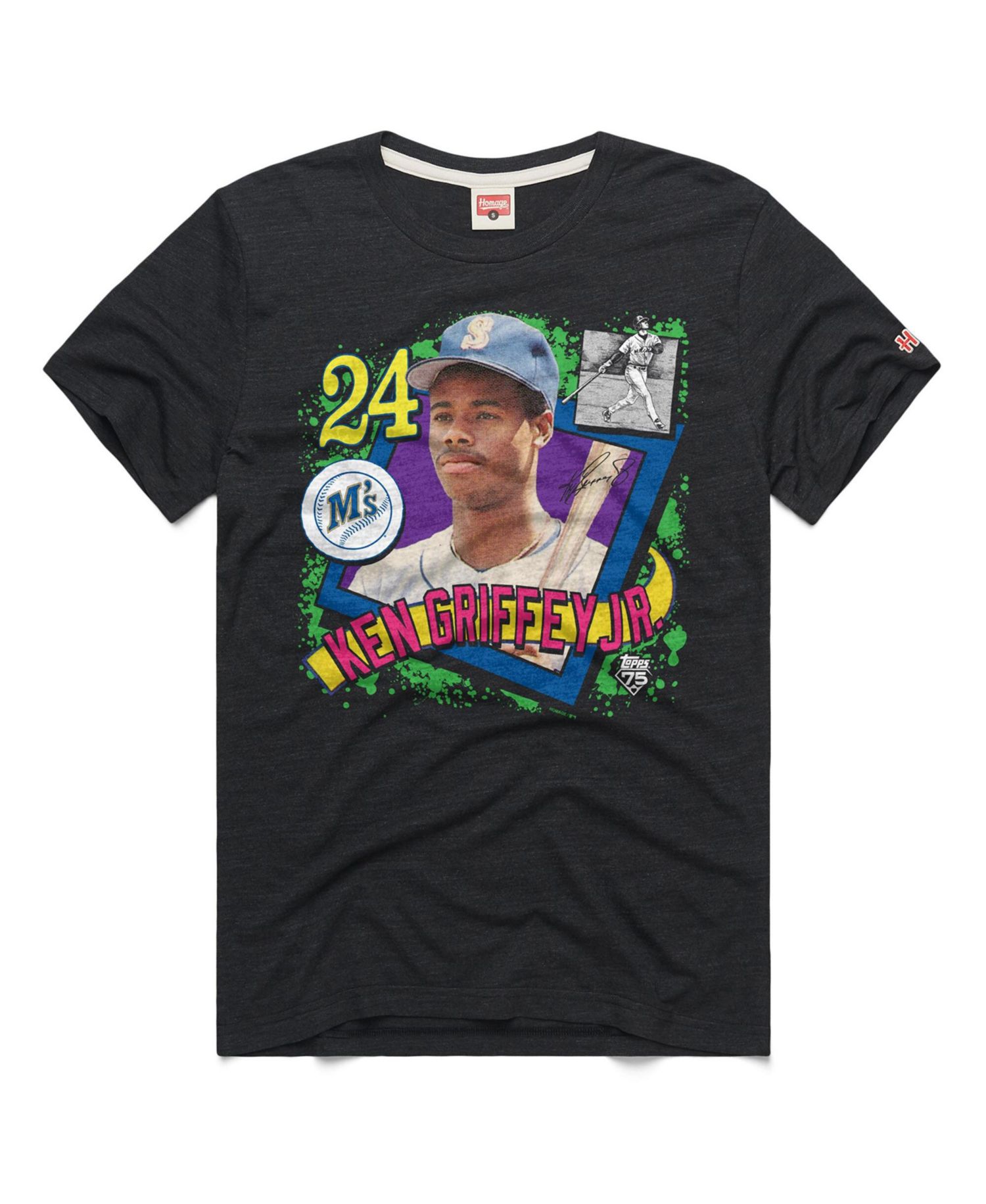 Men's Ken Griffey Jr. Charcoal Seattle Mariners Topps 75 Remix Graphic T-Shirt