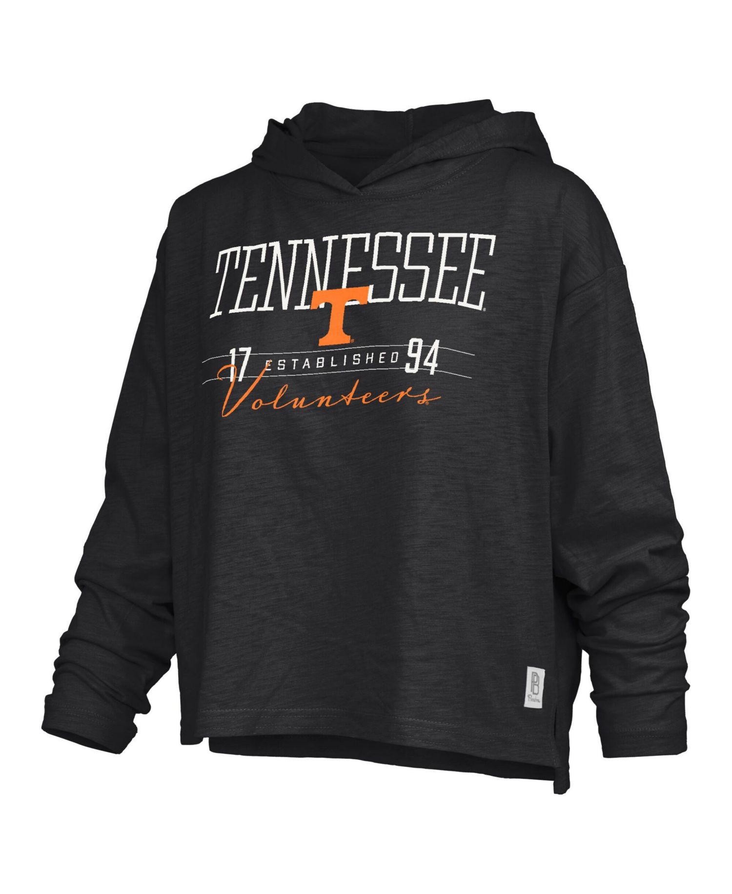Women's Black Tennessee Volunteers Castillo Slub Waist Length Long Sleeve Hooded T-Shirt