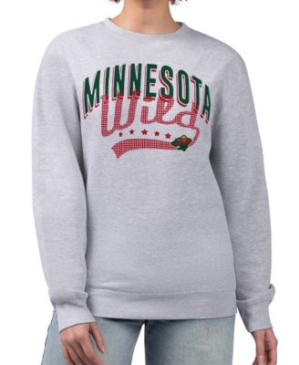 Women's Heather Gray Minnesota Wild Filigree Team Graphic Fleece Pullover Sweatshirt