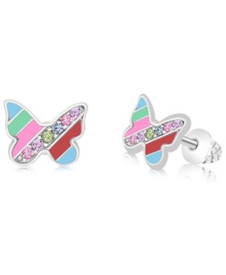 Kids Butterfly Hypoallergenic Earrings for Girls with Surgical Titanium Screwbacks