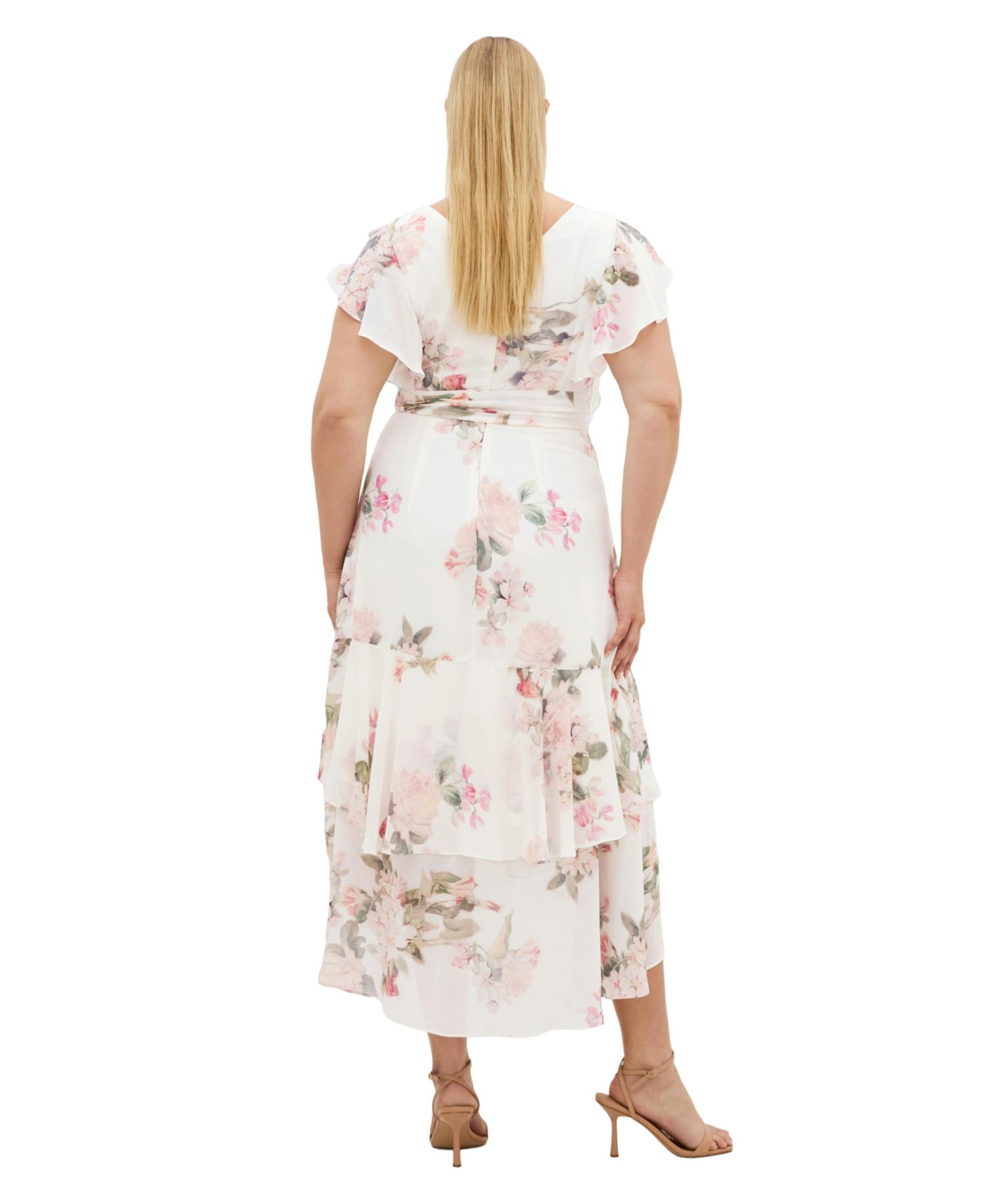 Plus Size Demure V-Neck Floral Maxi Dress