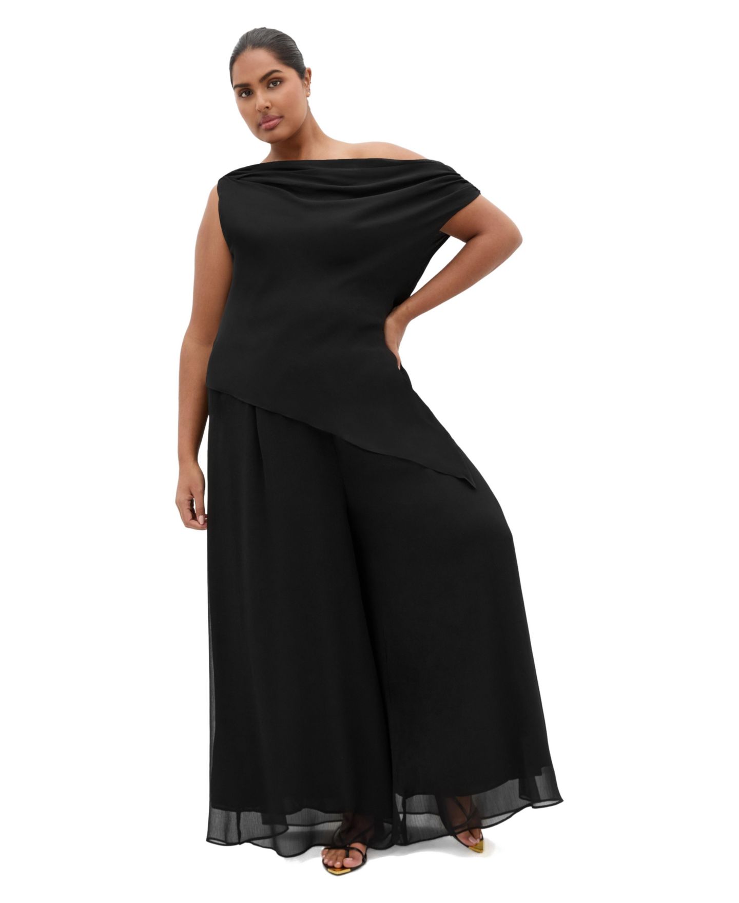 Женские брюки CITY CHIC Plus Size Skyla High-Rise Pull-On Wide-Leg, цвет: Чёрный — фото 3