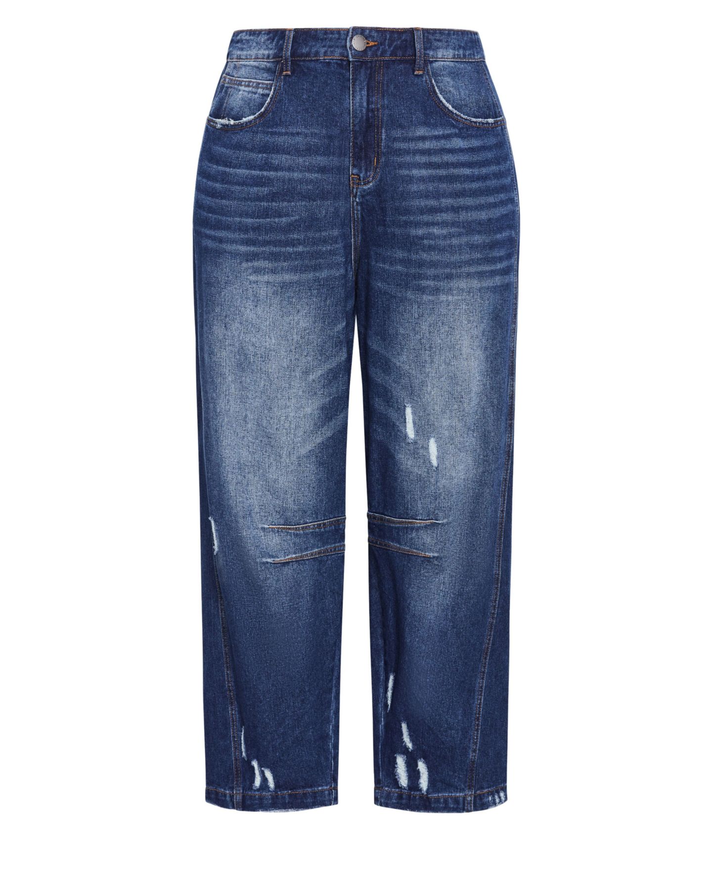 Женские джинсы City Chic Harley Fit Bea с бочкообразной штаниной, большие размеры, цвет: Тёмная варка — фото 4