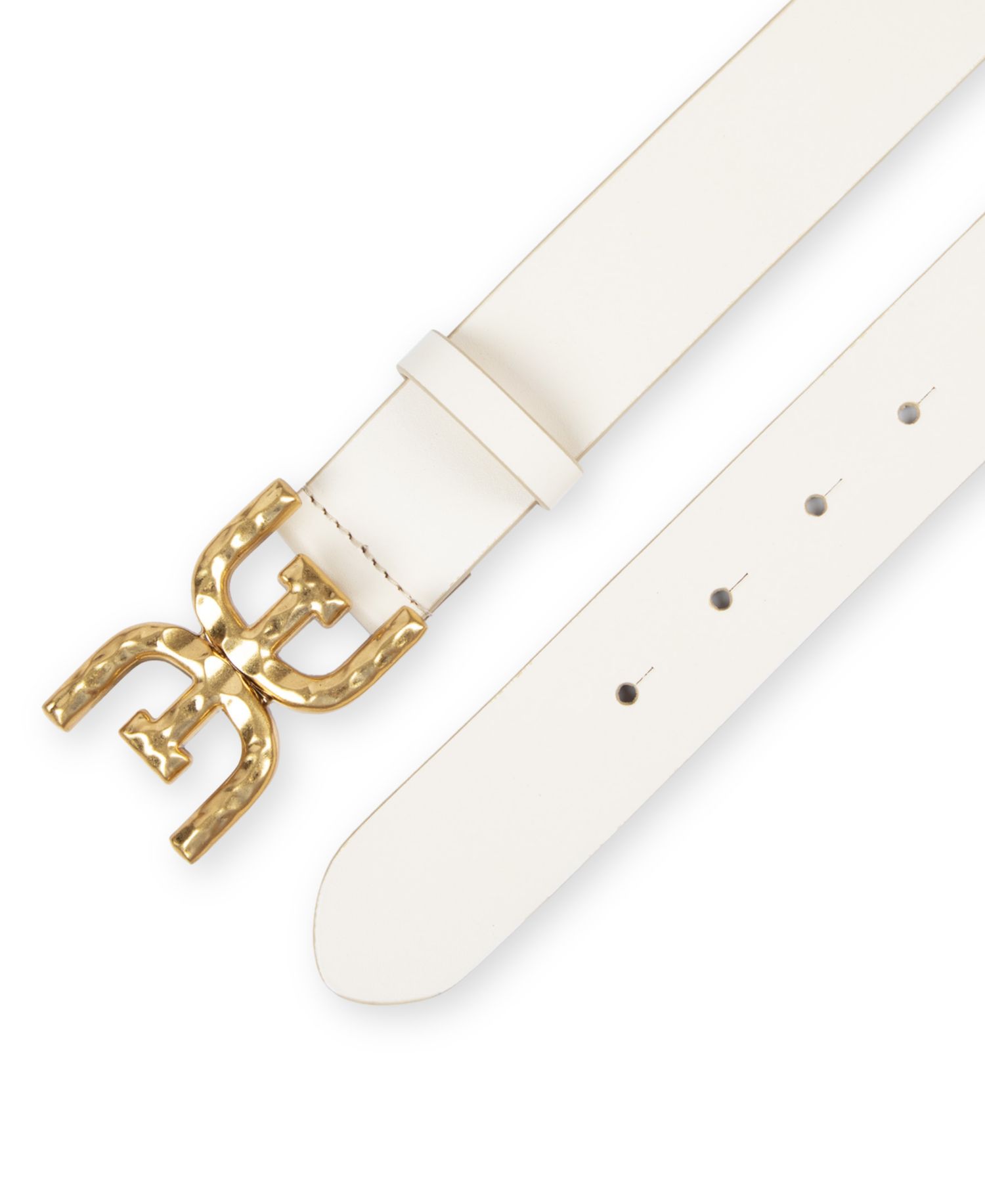 Hammered Double-E Logo Plaque Buckle Belt