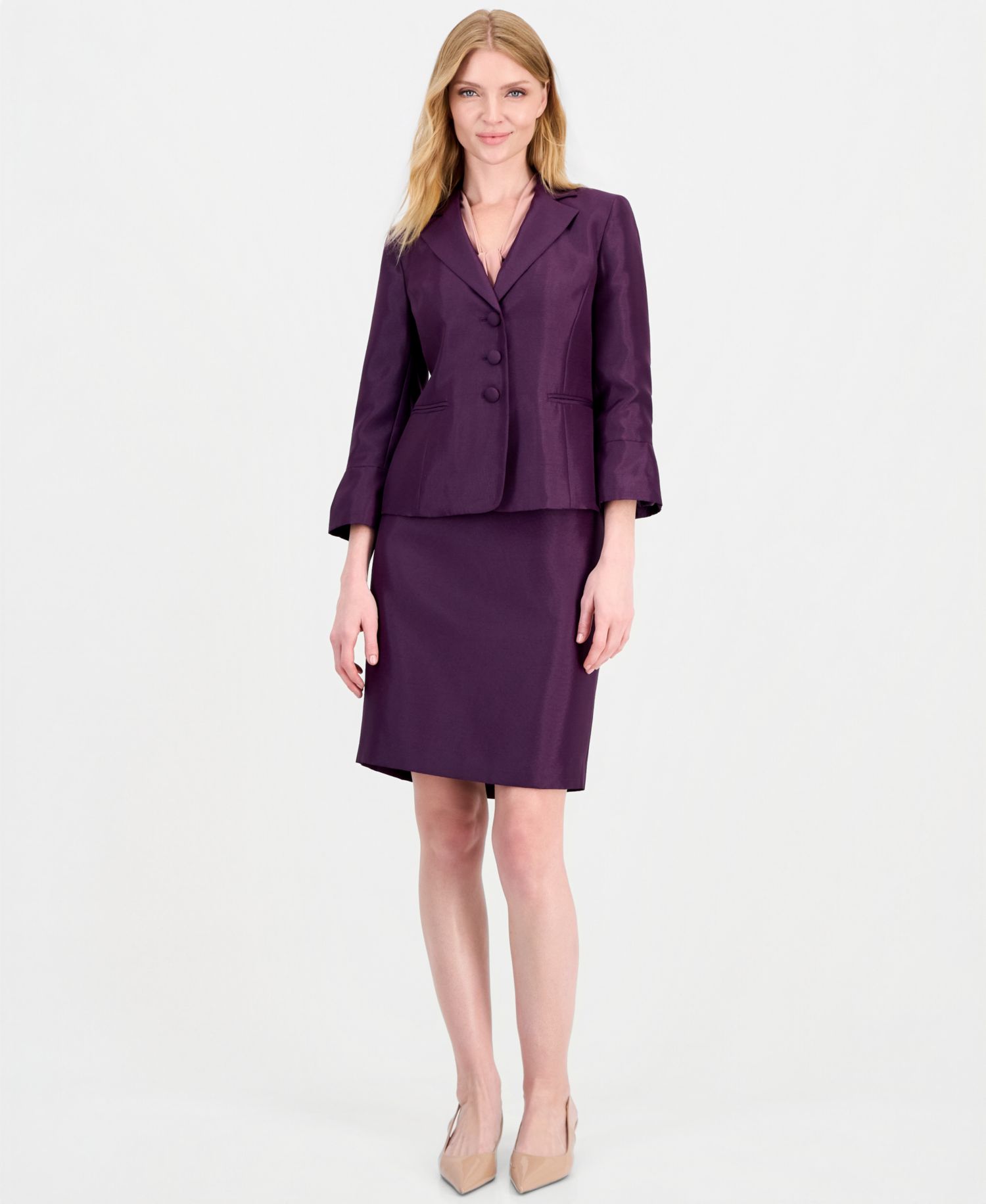 Women's Classic Fit Bell-Sleeve Pencil Jacket and Skirt, 2-Piece Set