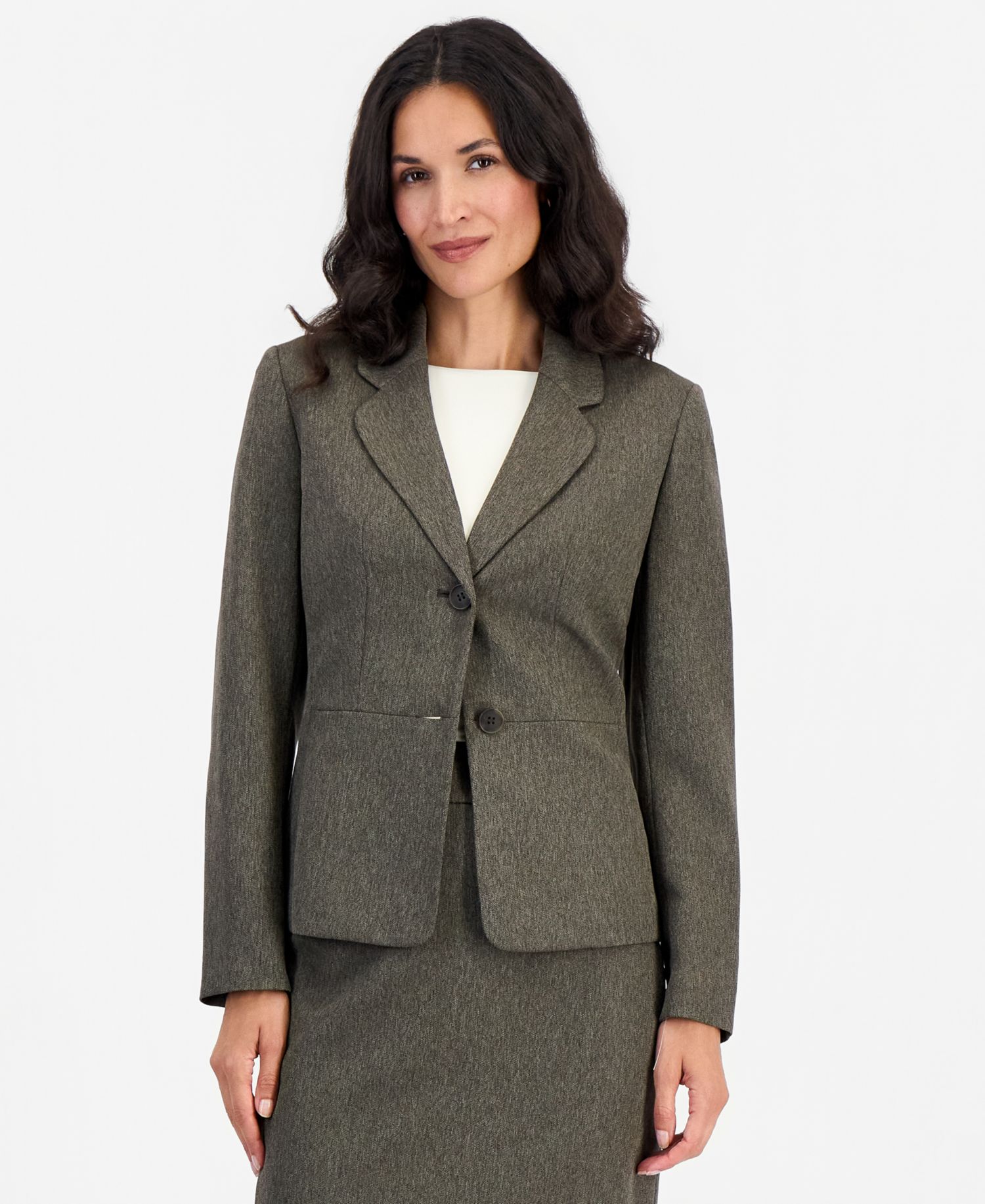 Women's Slim-Fit Notch-Collar Two-Button Jacket and Skirt, 2-Piece Set