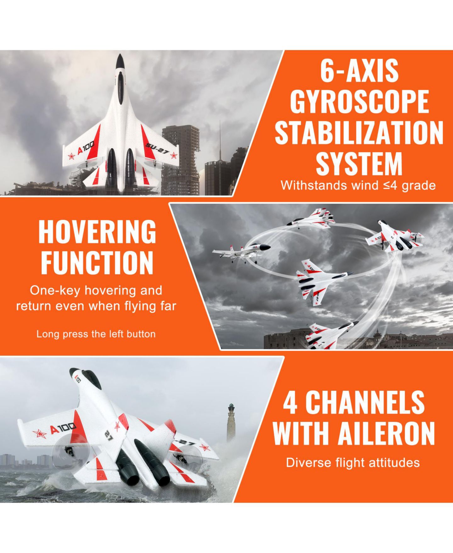 Детская игрушка SEVORLEY Ready-to-Fly 4-Channel Aerobatic Remote Control Airplane, цвет: Белый / Красный — фото 2