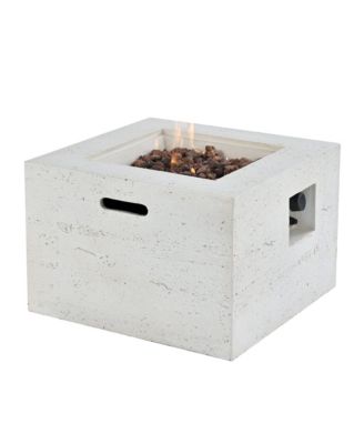Square MGO Propane Fire Pit Table, 40,000 BTU Outdoor Gas Fire Pit with Steel Burner, Adjustable Flame, Lava Rocks and Rain Cover