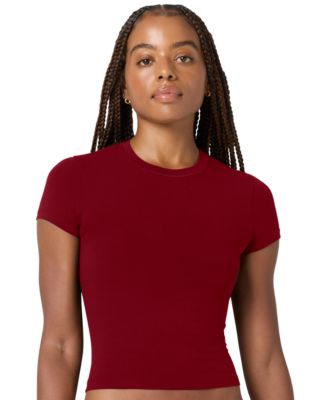 Juniors' Softie Cotton Blend Tee Crewneck Cropped T-Shirt