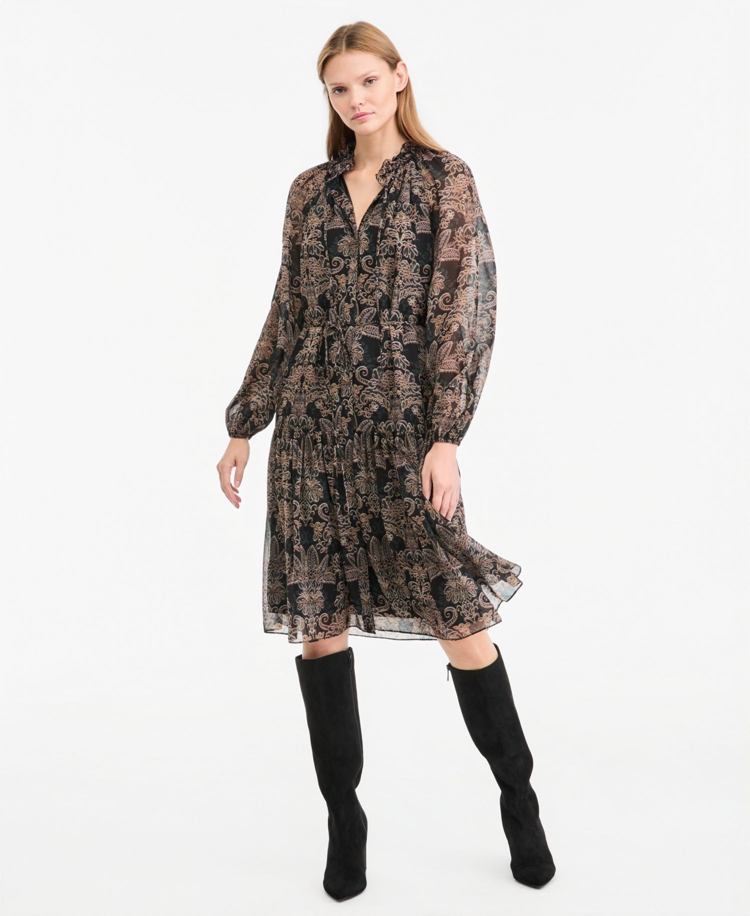 Women's Alli Long-Sleeve Tiered Ruffle Dress, Macy's Exclusive