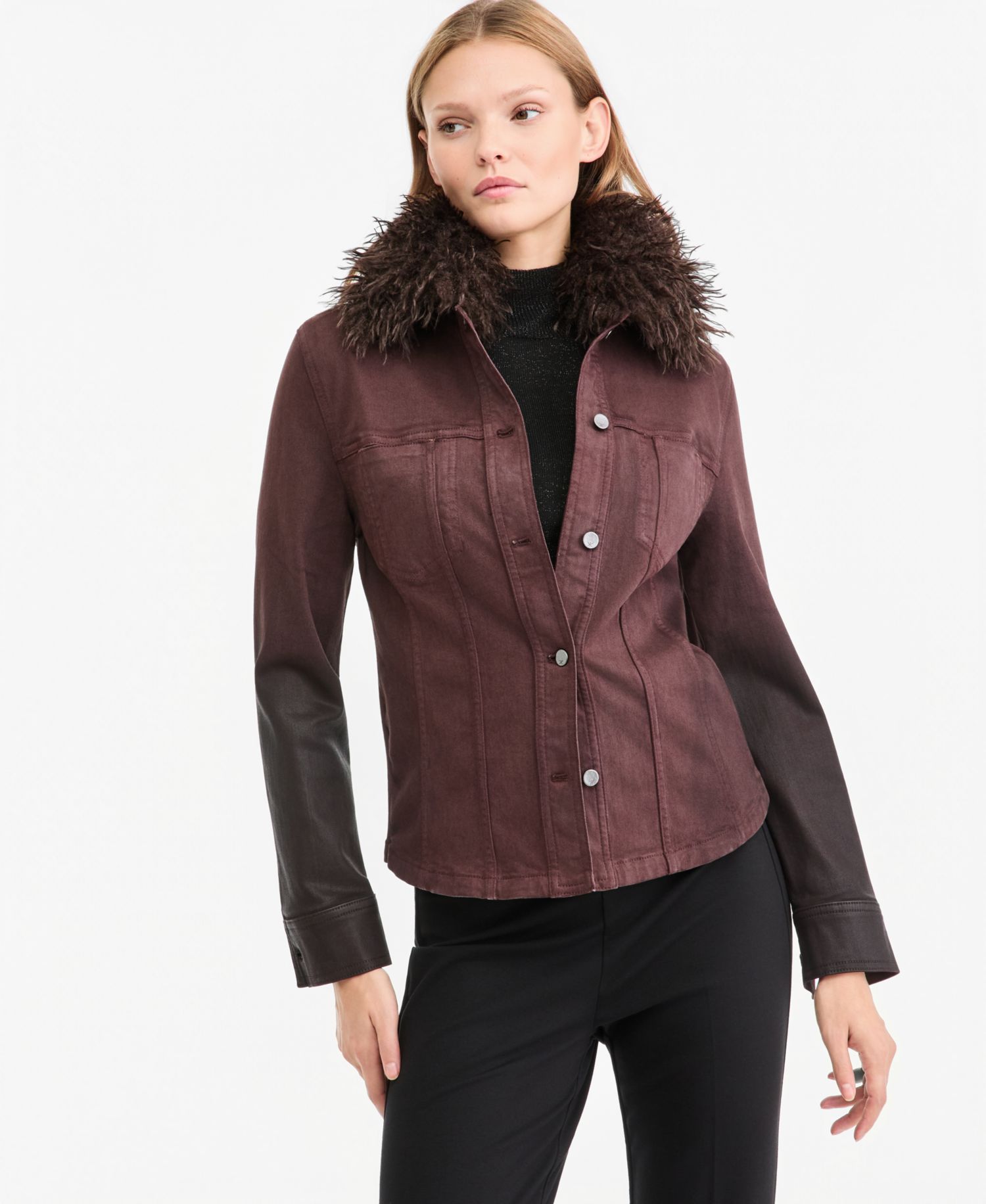 Women's Katherine Denim Removable Faux-Fur Collar Jacket, Macy's Exclusive